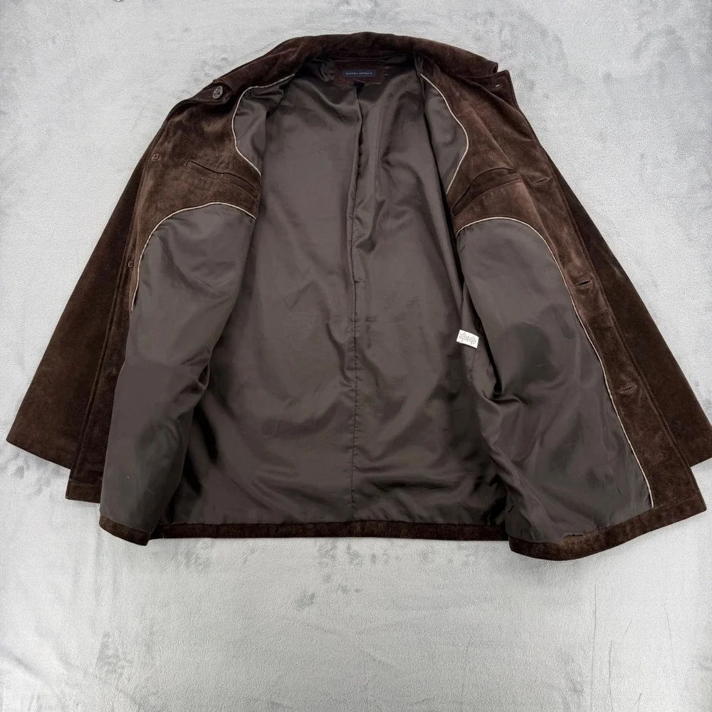 Vintage Banana Republic Mens Chocolate Brown Suede Leather Heavy Jacket Large